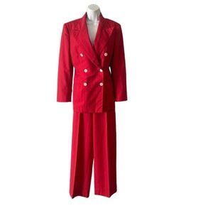 Ralph Lauren Wool Double Breasted Pinstriped Pants suit